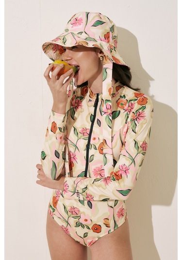 Bağlamalı Bucket Şapka Pure Floral Pure Floral