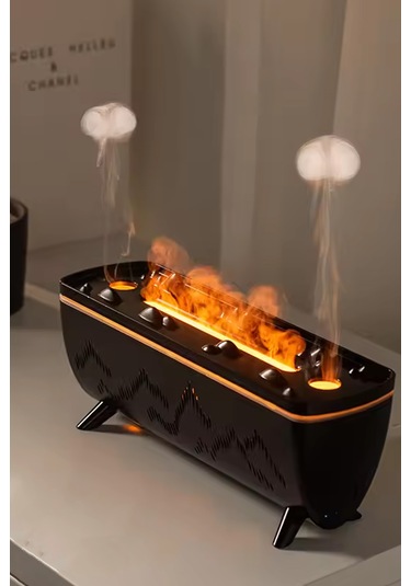 Hava Nemlendirici Ve Yağ Difüzörü - Aromaterapi Makinesi - 3 Renk Led Işık Siyah