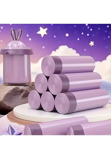 Zyzqstore 50'li Mor İpli Çöp Torbası, Mutfak, Banyo, Yatak Odası, Oturma Odası Kullanımı İçin, Ev Dekorasyonu, Temizlik Malzeme