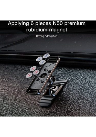 360 Derece Dönme Manyetik Emme Çinko Alaşım Araç Telefonu Tutucu Yapışkan Ark Braketi