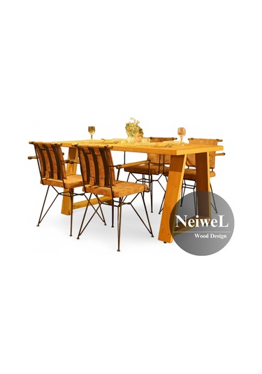 Neiwel Garden Zena Doğal Ahşap Bahçe Yemek Masası-80-100 Açık Ceviz