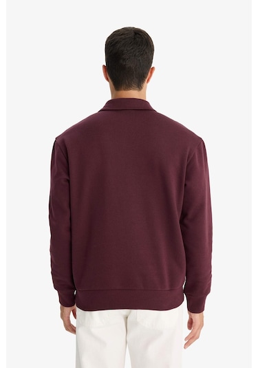 Defacto Regular Fit Dik Yaka Yarım Fermuarlı Basic Düz Sweatshirt X7405az25aubr150 Bordo Defacto Regular Fit Dik Yaka Yarım Fermuarlı Basic Düz Sweatshirt X7405az25aubr150 Bordo
