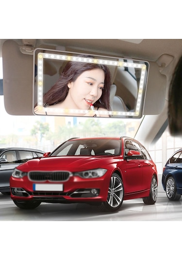 Vkemall Led Işıklı Araba Makyaj Aynası Yardımcı Pilot Güneşlik Makyaj Işığı Aynası Üç Re
