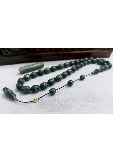 Ferdi Güven Usta Eseri Çizgili Fransız Galalit Tesbih 9.5x12.5