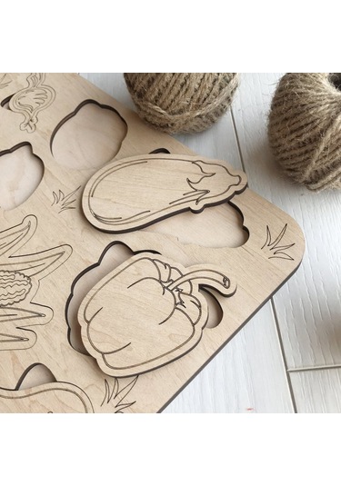 Ahşap Montessori Sebzeler Eğitici Puzzle