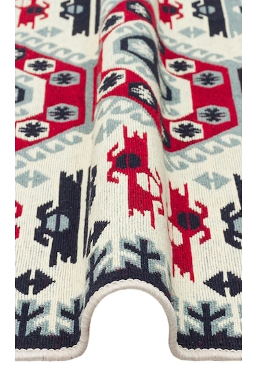 Arya Ar 30 Red %100 Geri Dönüşümlü Pamuktan Çift Taraflı Yıkanabilir Modern Dekoratif Kilim