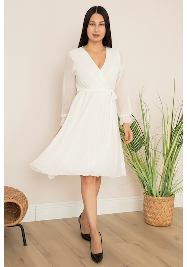 Kalopya Bayan Kısa Düz Şifon Elbise 22-100-