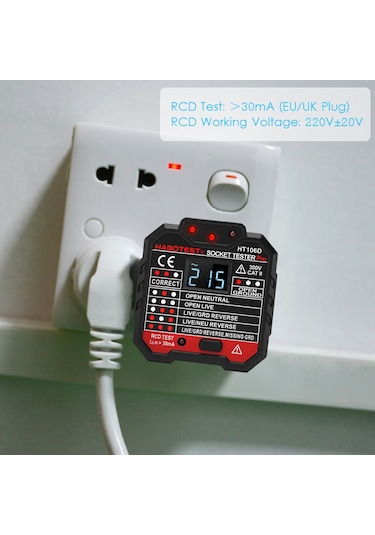 Springsun Habotest Kaçak Akım Test Cihazı - Otomatik Faz/nötr/toprak Testi, Polarite Dedektörü, Devre Kesici Bulucu