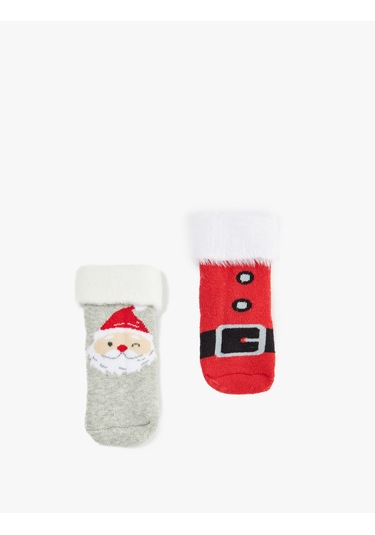 Koton Noel Baba Baskılı 2'li Yılbaşı Çorabı Multıcolor 6wmb80009aa Mavi
