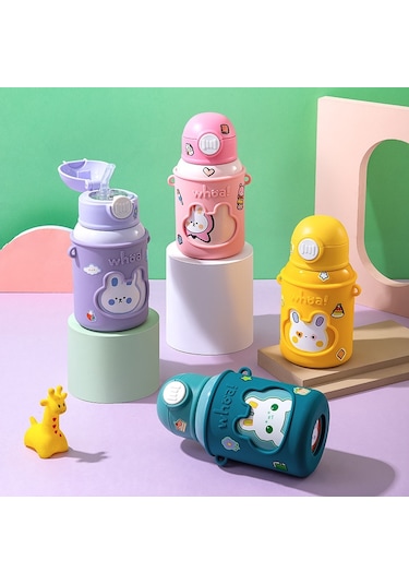 Alibee 316 Paslanmaz Çelik Çizgi Kahramanlı Çocuk Termos 450 ML Yeşil