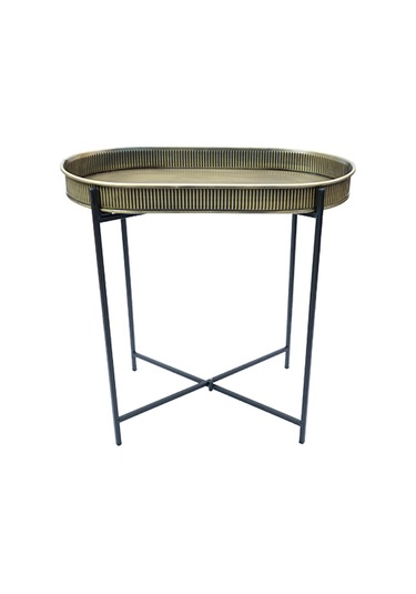 Standlı Oval Tepsili Sehpa Altın Rengi