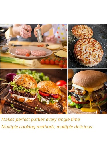 Sointeresting Burger Press 5 İnç Ağır Hizmet Tipi Paslanmaz Çelik Hamburger Köfte Yapıcı Ahşap Saplı Gösterildiği Gibi