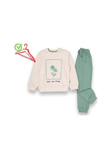 Kız Çocuk Takım Baskılı 00074 Su Yeşili