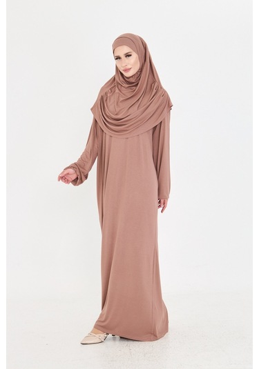 2 Parça Namaz Elbisesi Viskon Düz 2504 10 Vizon