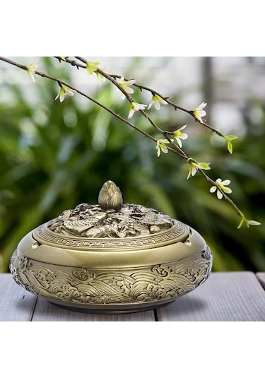 Suntek Kapaklı Dekoratif Kül Tablası Sigara Tutucu İç Ve Bronz