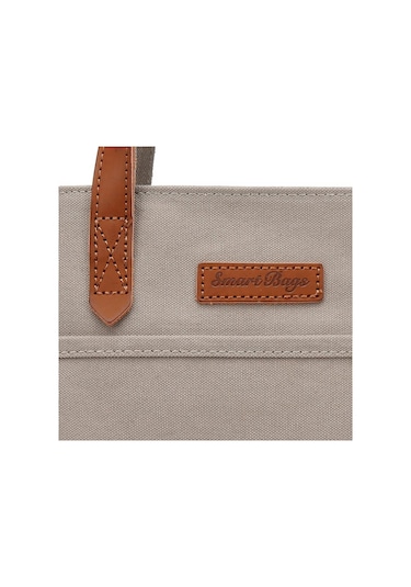 Kanvas Kumaş Kadın Çantası Elden Tutmalı Smart Bags 1328 Gri