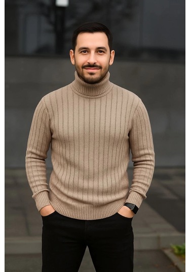 Erkek Balıkcı Yaka Bağazlı Triko Kazak Pamuklu Kalın Fitilli Dokuma, Regular Fit Uzun Kollu Kışlık M Bej Erkek Balıkcı Yaka Bağazlı Triko Kazak Pamuklu Kalın Fitilli Dokuma, Regular Fit Uzun Kollu Kışlık M Bej