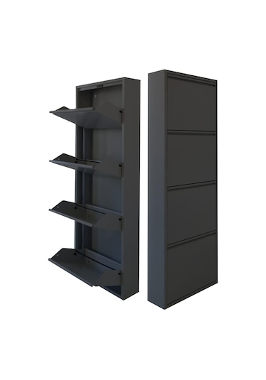 4'lü Metal Ayakkabılık - Antrasit