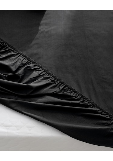 Manon Tek Kişilik Plus %100 Pamuk Ranforce Lastikli Çarşaf - Siyah Siyah