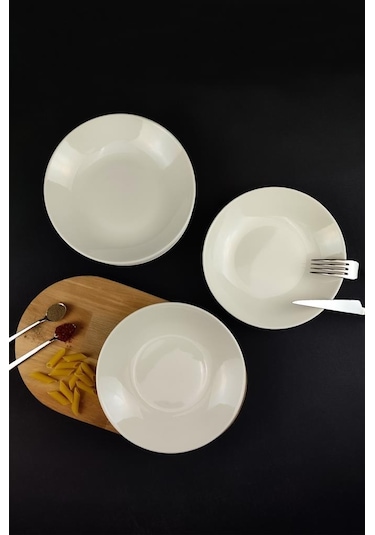 Digithome 6 Lı Deniz Form Çukur Tabak Yemek Tabağı Seti 19 Cm Krem Tl4037010 C320.003