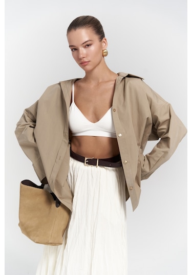 Phoebe Oversize Taş Gömlek Taş