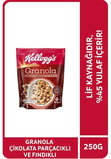 Kellogg's Çikolata Parçacıklı ve Fındıklı Granola 250 G