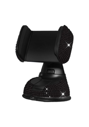 Telefon Desteği 360 Derece Döndürülebilir Süs Elmaslı Araba Gösterge Paneli Cep Telefonu Siyah