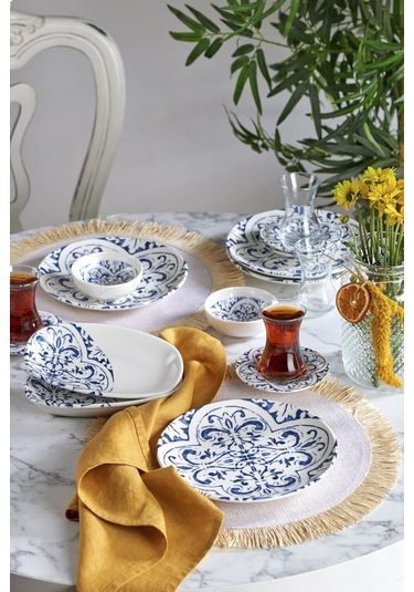 Neva N3460 Santorini 24 Parça Mavi Porselen Kahvaltı Takımı Mavi
