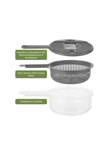 Kablı Sebze Doğrayıcı Çok Fonksiyonlu 11'ı 1 Arada Gri Gri