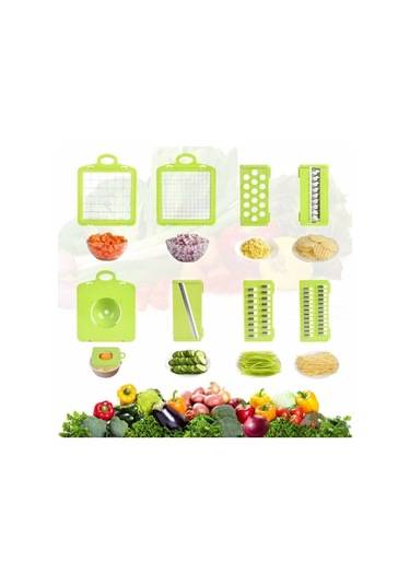 Çok İşlevli Sebze Kesici, Meyve Ve Sebzeleri Keser - 11 Bıçaklı 14 Parçalı Sebze Kesici Seti Kare Diğer