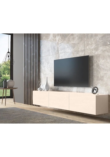 Beliz Tv Ünitesi Tv Sehpası Alt Modül 200 Cm Krem Mdf