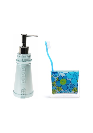 SIVI SABUNLUK,DİŞ FIRÇALIK 2 Lİ BANYO SETİ,DENİZ FENERİ VE MAVİ Ç Mavi