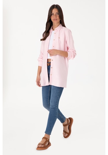 U.s. Polo Assn. Kadın Açık Pembe Gömlek Tunik Dokuma 50306411-vr078 Acık Pembe