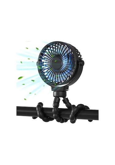 Gajeena Qıkkop Usb Çift Fonksiyonlu Fantezi, Esnek Tripodlu, 3 Hızlı Sessiz, 2600mah Pil, Dışarıda Ofiste Seyahatte Kullanım Siyah