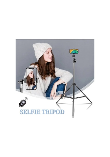 Bluetooth Kumandalı Tripod 2.1m Telefon Tutucu Selfie Çubuğu Ring
