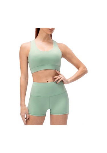 Yunboo Kadın Spor Sütyen Ve Şort Seti - Yoga Koşu İçin U Göğüslü Sırt Açık Model