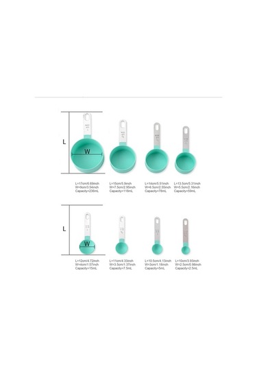 Didadodo 8'li Paslanmaz Çelik Ölçü Kaşığı Ve Bardak Seti - Siyah Kuru & Sıvı Malzemeler İçin Mutfak Aletleri Siyah