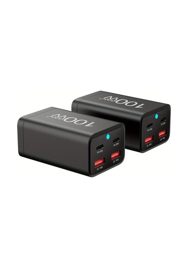 Motion003 100w Galiyum Nitrür Pd Şarj Cihazı Siyah 2 Usb-a 2 Tip-c Masaüstü Şarj Aleti 100w Çok Fonksiyonlu Pd Adaptörü Ab Fişli
