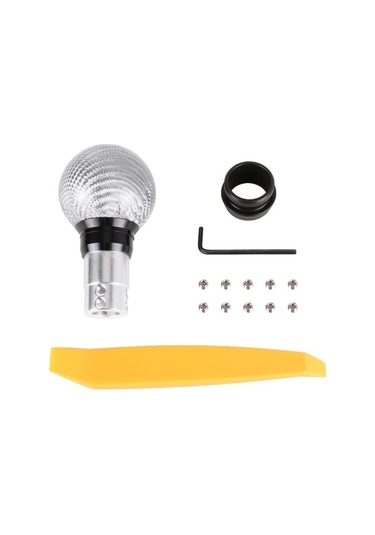 Wondernest Universal Araç Preslenebilir Teleskopik Karbon Fiber Dişli Vites Topuzu, 9,5 Cm Gümüş Gümüş