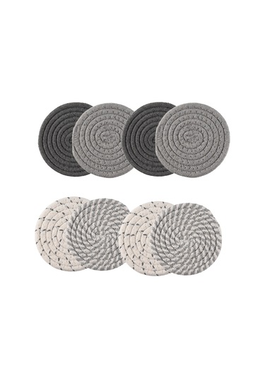 Adet Bardak Altlığı Tutuculu, 4 Renk Emici Bardak Altlığı Beyaz - Gri