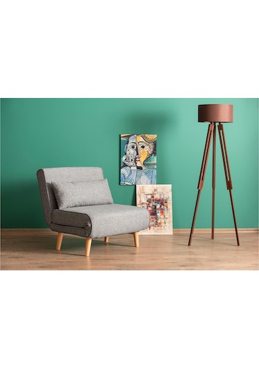 Folde 80 Tekli Yataklı Katlanır Koltuk Keten Açık Gri Açık Gri