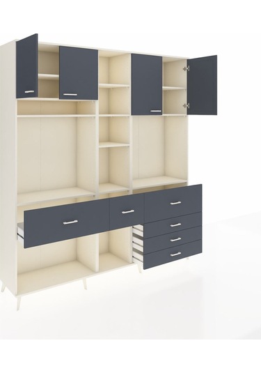 Hyperion Dolap 11 Raflı 6 Çekmeceli 4 Kapaklı 220x44x243 Aytaşı-antrasit/antrasit Antrasıt/antrasıt