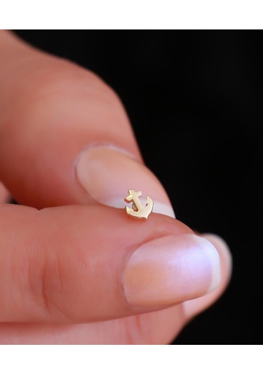 14 Ayar Altın Taşsız Denizci Tragus Piercing Sarı Altın