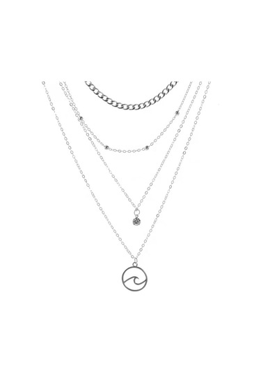 Padalink Bayanlar İçin Bohemya Stili Dört Katlı Altın/gümüş Renkli Alüminyum Müzik Aleti Pendentli Kolye - İnce Klavikül Gösterimi Silver