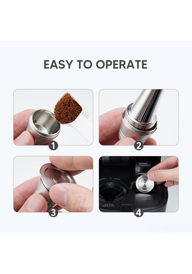 Neevoyu Stainless Steel Yeniden Kullanılabilir Kahve Kapsülü 4g - Instant Multı-pod 68 Mb Uyumlu, Ev Çaycıları İçin, Tek Kullandım Atma Kapsüllere Alternatif, Fırça Ve Ölçü Kadeh İle Gümüş