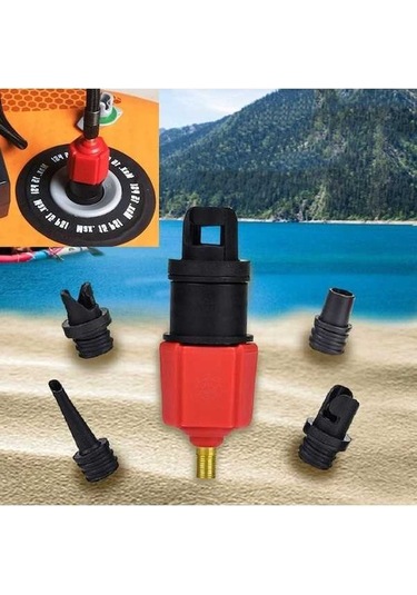 Didadodo Sörf Kürek Kurulu Kauçuk Tekne Şişme Yatak Hava Valfi Adaptörü Araba Hava Pompası Adaptörü Kırmızı, Küçük Boyutlu Adaptör
