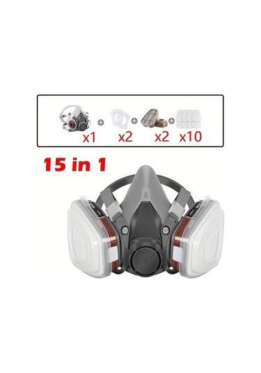 Willowhaven 6200 15in1 Yeniden Kullanılabilir 27 Parça Yarı Maske Solunum Maskesi Toz Duman Asbest Kimyasal Filtresi