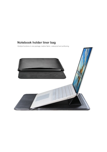 Cbtx Deri Su Geçirmez 13.3" MacBook Air Laptop Çantası Taşıma Kılıfı  Siyah