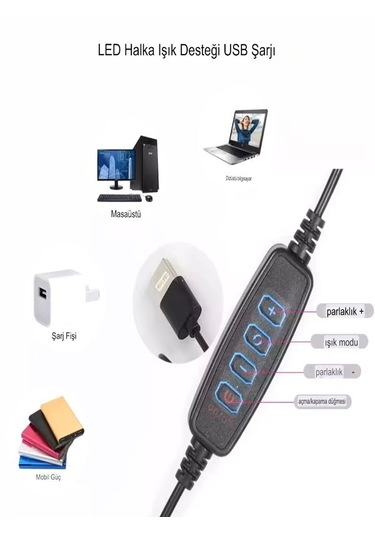 Telefon Tutacaklı Katlanabilir Led Halka Işık Ürün Çekim Işığı & Masaüstü Standlı Vlog Işığı