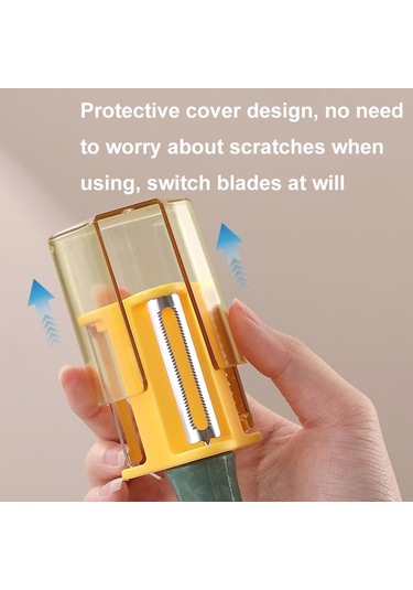 Cbtx 3'ü 1 Arada Ev Mutfak Sebze Ve Meyve Paslanmaz Çelik Soyma Bıçağı Mavi